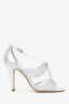 Pre-Loved Chanel™ Silver Leather Strappy Knotted Heels Size 37