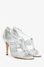 Pre-Loved Chanel™ Silver Leather Strappy Knotted Heels Size 37