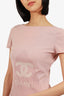 Pre-loved Chanel™ Pink Silk Blend Ribbed Knit 'CC' Logo Top Size 36