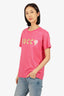 Gucci Pink/Gold Star Printed 'Guccy' T-Shirt Size XS