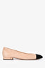 Pre-Loved Chanel™ Beige/Black Suede Leather/Satin Toe Cap Flats Size 38C