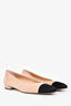 Pre-Loved Chanel™ Beige/Black Suede Leather/Satin Toe Cap Flats Size 38C