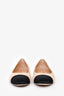 Pre-Loved Chanel™ Beige/Black Suede Leather/Satin Toe Cap Flats Size 38C