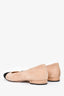 Pre-Loved Chanel™ Beige/Black Suede Leather/Satin Toe Cap Flats Size 38C
