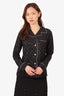 Louis Vuitton Black Metallic Monogram Button Down Blouse Size 38