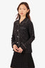 Louis Vuitton Black Metallic Monogram Button Down Blouse Size 38