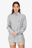 Burberry Brit Grey Pinstriped Cotton Button Down Shirt Size M