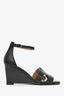 Hermès Black Leather H 'Legend' Wedged Sandals Size 37
