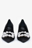 Roger Vivier Black Satin Crystal Buckle Heels Size 35