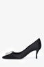 Roger Vivier Black Satin Crystal Buckle Heels Size 35