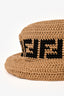 Fendi Brown Crochet FF Logo Bucket Hat Size 58