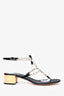 Rene Caovilla Black Leather Faux Pearl Crystal Embellished Sandals Size 38