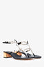 Rene Caovilla Black Leather Faux Pearl Crystal Embellished Sandals Size 38