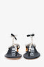 Rene Caovilla Black Leather Faux Pearl Crystal Embellished Sandals Size 38