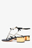 Rene Caovilla Black Leather Faux Pearl Crystal Embellished Sandals Size 38