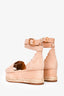 Chloe Beige Suede Leather Scallop Detail Sandals Size 38