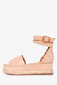 Chloe Beige Suede Leather Scallop Detail Sandals Size 38