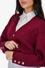 Pre-Loved Chanel™ 2021 Burgundy Logo Cropped Cardigan Size 42