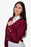 Pre-Loved Chanel™ 2021 Burgundy Logo Cropped Cardigan Size 42
