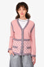 Pre-Loved Chanel™ 2015 Pink Silk/Cashmere Trim detailed Cardigan Size 42