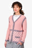 Pre-Loved Chanel™ 2015 Pink Silk/Cashmere Trim detailed Cardigan Size 42