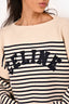 Celine Cream/Navy Striped Logo Cropped Sweater Size S