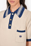 Gucci Beige/Blue Ribbed Knit Polo Top Size XL (As Is)