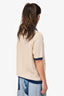 Gucci Beige/Blue Ribbed Knit Polo Top Size XL (As Is)