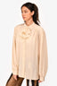 Gucci 2020 Beige Silk Ribbon Detail Button Up Blouse Size 44