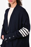 Thom Browne Navy Wool Striped Detail Long Cardigan Size 1