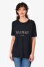 Balmain Black/Gold Logo Printed T-Shirt Size 44