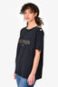 Balmain Black/Gold Logo Printed T-Shirt Size 44