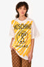 Moschino Cream/Yellow Graphic Printed T-Shirt Size M