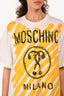Moschino Cream/Yellow Graphic Printed T-Shirt Size M