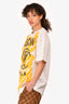 Moschino Cream/Yellow Graphic Printed T-Shirt Size M