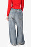 Balenciaga 2023 Blue Washed Denim Oversized Wide Legged Jeans Size S