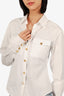 Balmain White Gold Button Front Pocket Shirt Size 36