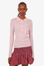 Ganni Pink Wool Gold Button Collared Long-Sleeve Sweater Size Medium