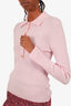 Ganni Pink Wool Gold Button Collared Long-Sleeve Sweater Size Medium