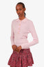Ganni Pink Wool Gold Button Collared Long-Sleeve Sweater Size Medium