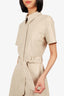 Nanushka Cream Faux Leather Button Down Dress Size S