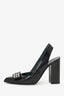 Mulberry Black Leather Studded Bow Pointed Sling Back Heels Size 37