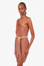 Retrofete Brown Sequin One Shoulder Belted Dress Size L