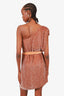 Retrofete Brown Sequin One Shoulder Belted Dress Size L