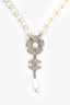 Pre-Loved Chanel™ 2023 Pearl Choker Necklace with Crystal Flower/CC Pearl Drop