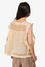 Isabel Marant Etoile Cream Ruffled Sheer Round Neck Perforated Top Size 40