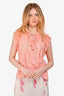 Ulla Johnson Pink Sheer Floral Ruffled Top Size 6
