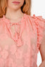 Ulla Johnson Pink Sheer Floral Ruffled Top Size 6