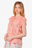 Ulla Johnson Pink Sheer Floral Ruffled Top Size 6