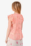 Ulla Johnson Pink Sheer Floral Ruffled Top Size 6